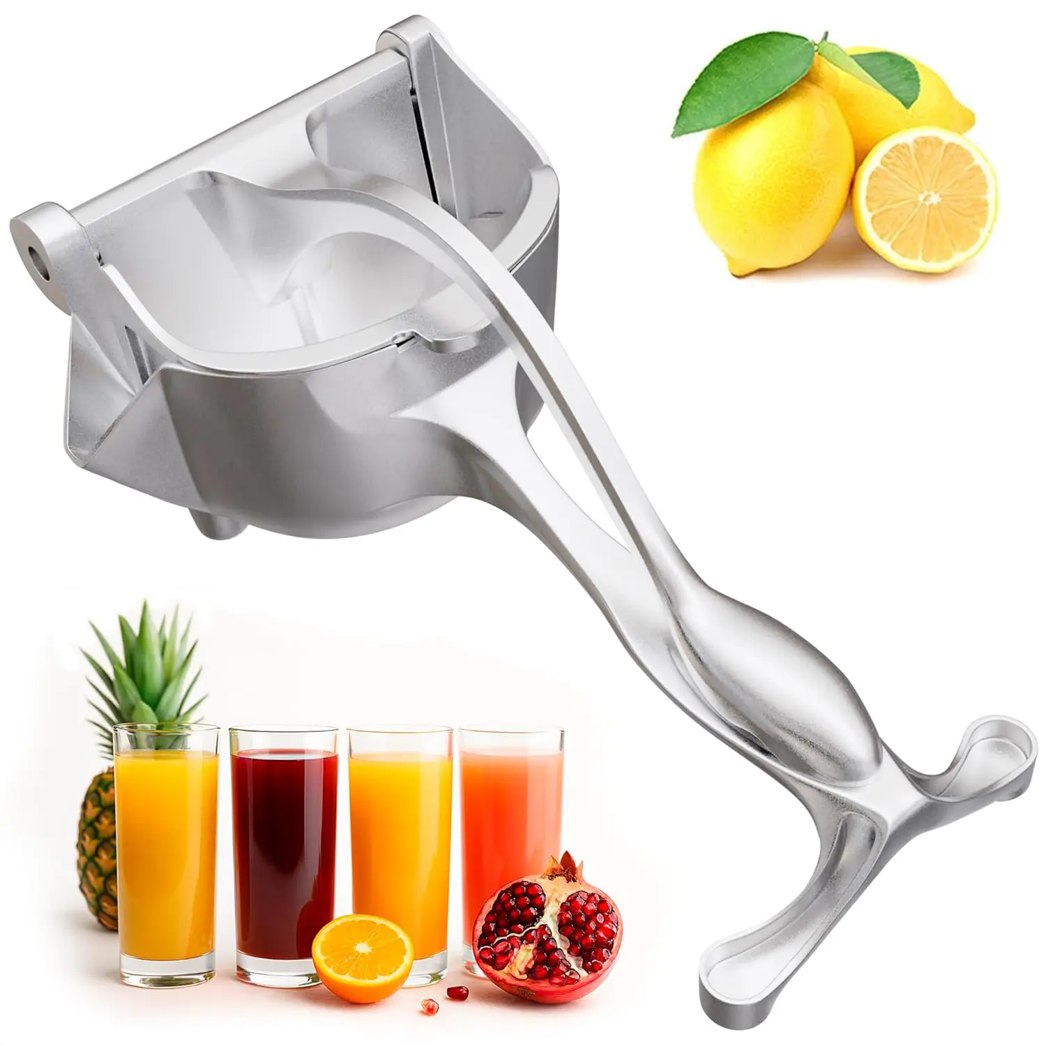 Handheld Portable Manual Juicer - Ergonomic Heavy-Duty Handle Kitchen Squeezer, Fruit Juice Extractor for Orange, Lime, Lemon, Grapefruit Presser