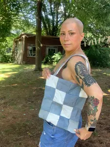 Denim checkered bag