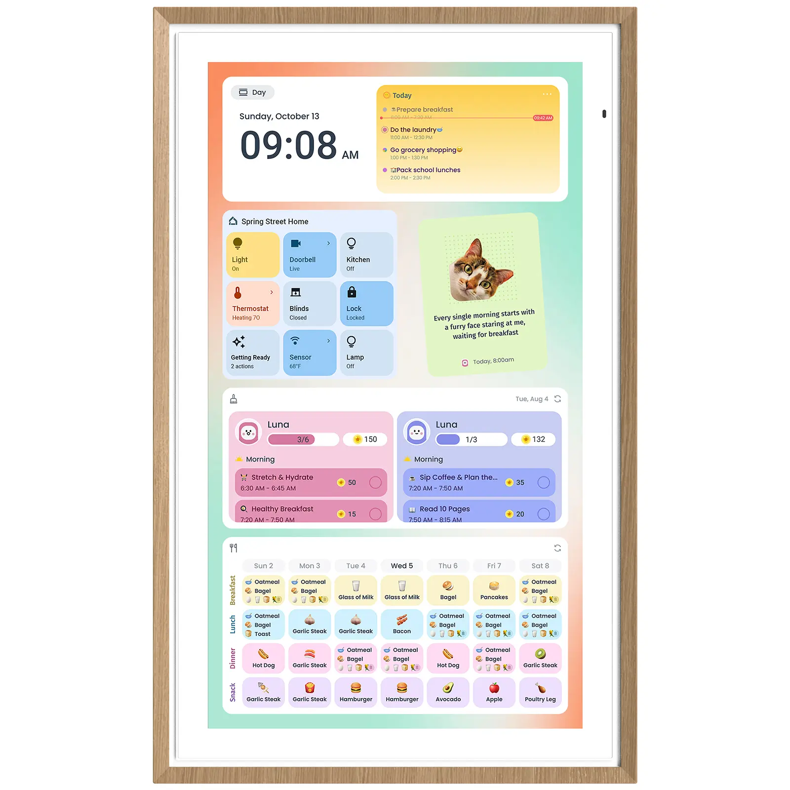 ApoloSign Smart Digital Family Wall Calendar - 15.6"/21.5" Dual-Mode Household Large Appliance, Gemini AI Chat, Voice Control, Auto Sync, Color-Coded To-Do Lists, Meal Planning, Customizable Widget Dashboards, Kid-Focused Task & Routine Tracker