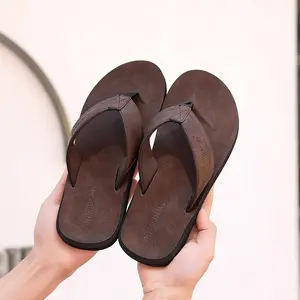 ARRIGOBELLO Mens No-Sweat Flip Flops Arch Support Non-Slip Leather Sandals Beach Pool Gym All-Day Walking Shoe Summer Viral Footwear Boy Soft Comfort Nail Usat1904-2 sandals men