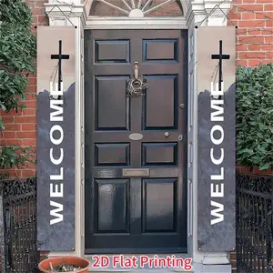 2D Plane Banner Set, Church Welcome Banner, Outdoor Commercial Event Decoration, Farmhouse Indoor Outdoor Decor, 30x180cm, 2 Pieces