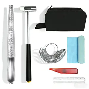 Professional Ring Sizing & Adjustment Set - Metal Mandrel, Sizer Gauges & Hammer for Ring Repair and Resizing for Jewelers & Hobbyists | Ring Repair Tools