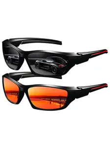 2pcs The latest spliced are unisex, available in multiple colors, and feature UV400 lenses ideal for outdoor activities. They have a classic colorful frame, rubber nose pads, and temple tips for comfort. Bike Shades
