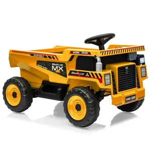 【Christmas Gift】Yellow Kids Ride On Dump Truck 12V Ride On Construction Vehicle with Remote Control Toddler Ride On Car Toy with Electric Dump Bed/Shovel/Spring Suspension/Music/LED Lights