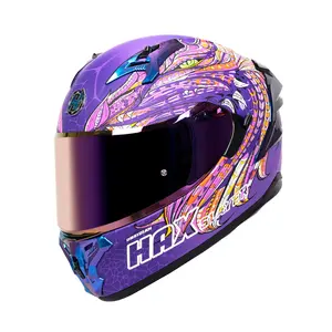 HAX Slayer Purple Pro Motorcycle Helmet DOT ECE Certified Aerodynamic Design with Multiple Vents and Hypoallergenic Padding