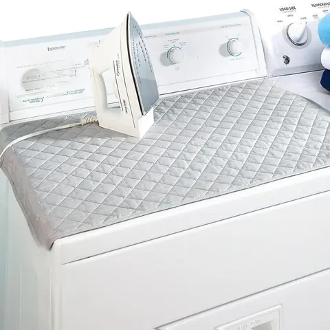 [New Deal] Durable Magnetic Ironing Mat, Quilted Heat-Resistant Washer Dryer Pad, 33"X18" Grey Portable Cloth Cover Ironing Accessories for Laundry Room, Scorch Resistant
