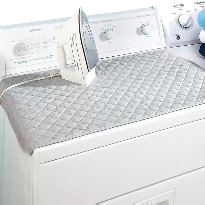 [New Deal] Durable Magnetic Ironing Mat, Quilted Heat-Resistant Washer Dryer Pad, 33"X18" Grey Portable Cloth Cover Ironing Accessories for Laundry Room, Scorch Resistant