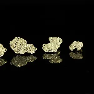 Nugget Design Studs Push Back Earrings 14k Gold Plated Hip Hop Jewelry