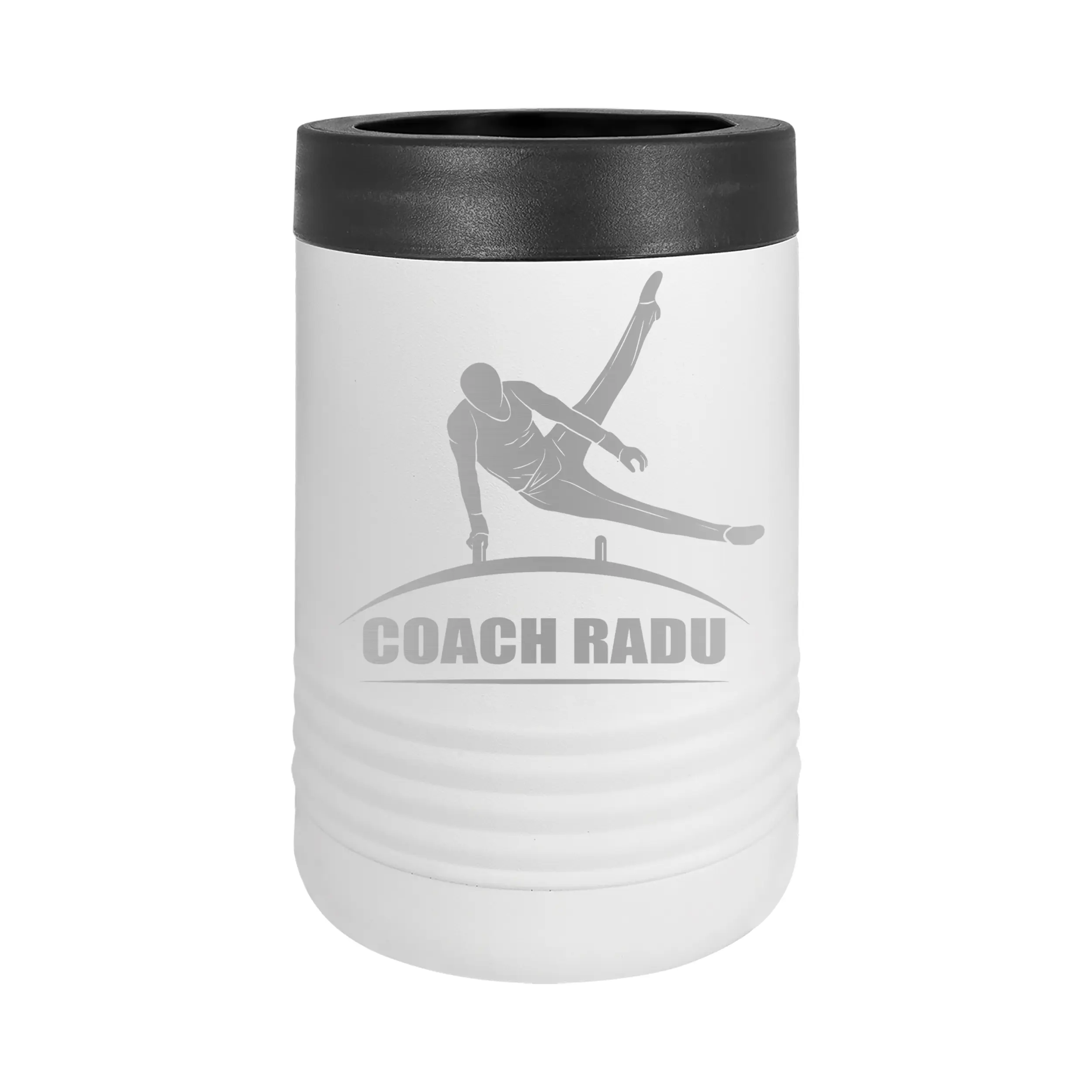 Personalized Mens Gymnastics Coach, Boys Gymnast Can Colster Appreciation Gift Laser Engraved 12 oz. Stainless Can Colster 13 Colors Available