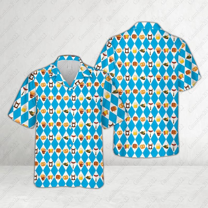 Hawaiian Shirt Prost Oktoberfest German Beer Festival – Aloha Button Down Drinking Team Outfit, Summer Vacation Shirt for Men Women Tropical Casual