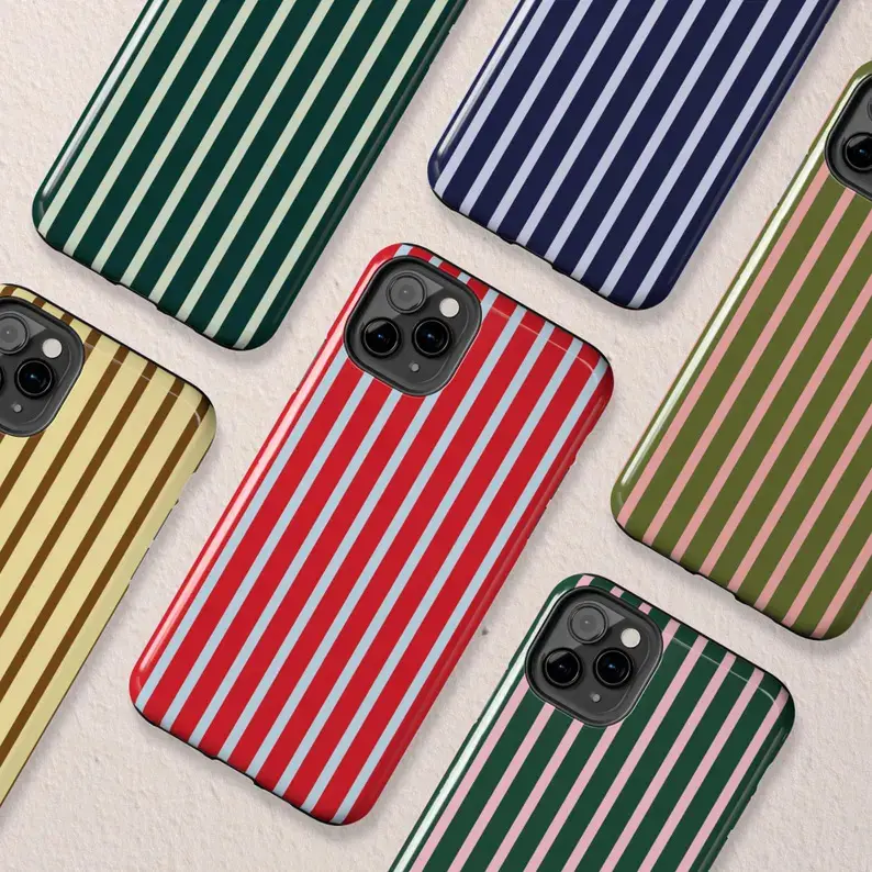 Striped Phone Case |   Preppy Vertical Pinstripe Pattern |   Multiple Color Options |   Glossy Tough iPhone Case gift for her men's cool gadgets iphone 17 pro max cases girls