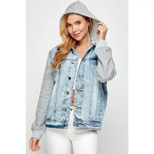 Women's Denim  Jacket with Fleece Hoodies