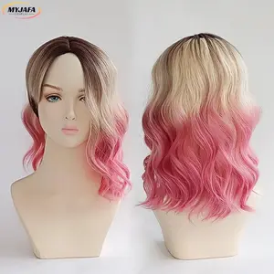 Gwen Stacy Cosplay Wig Gwendolyn Maxine Wig High Quality Black Blond Pink Ombre Heat Resistant Synthetic Hair Anime Wigs +WigCap