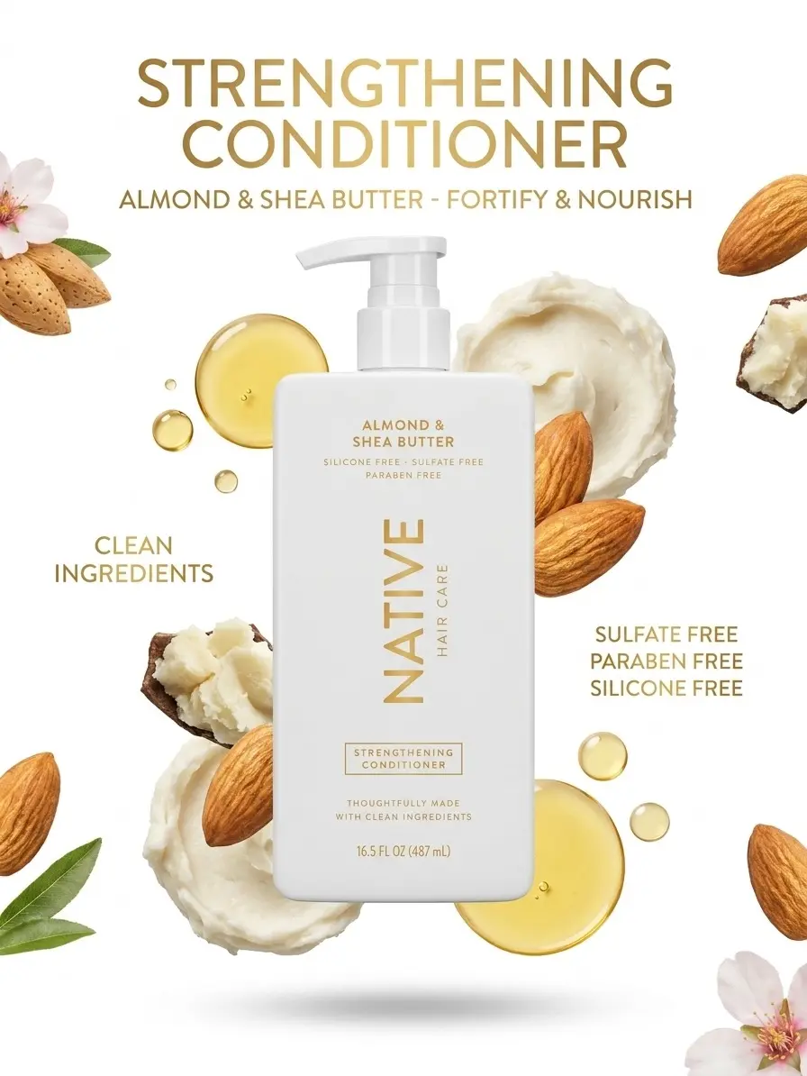 Native Hair Care Almond & Shea Butter Strengthening Conditioner, 16.5 oz Pump (For Hair Care Needs)