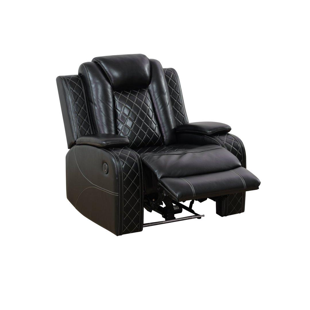 Black Breathing Leather Living Room Sectional Recliner Chair