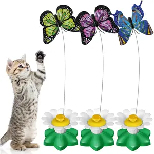 3 count Electric Teasing   Flying Interactive   Automatic 360? Rotating Kitten Play Chase Supplies with 6 count Replacement  with Wire(Butterfly)