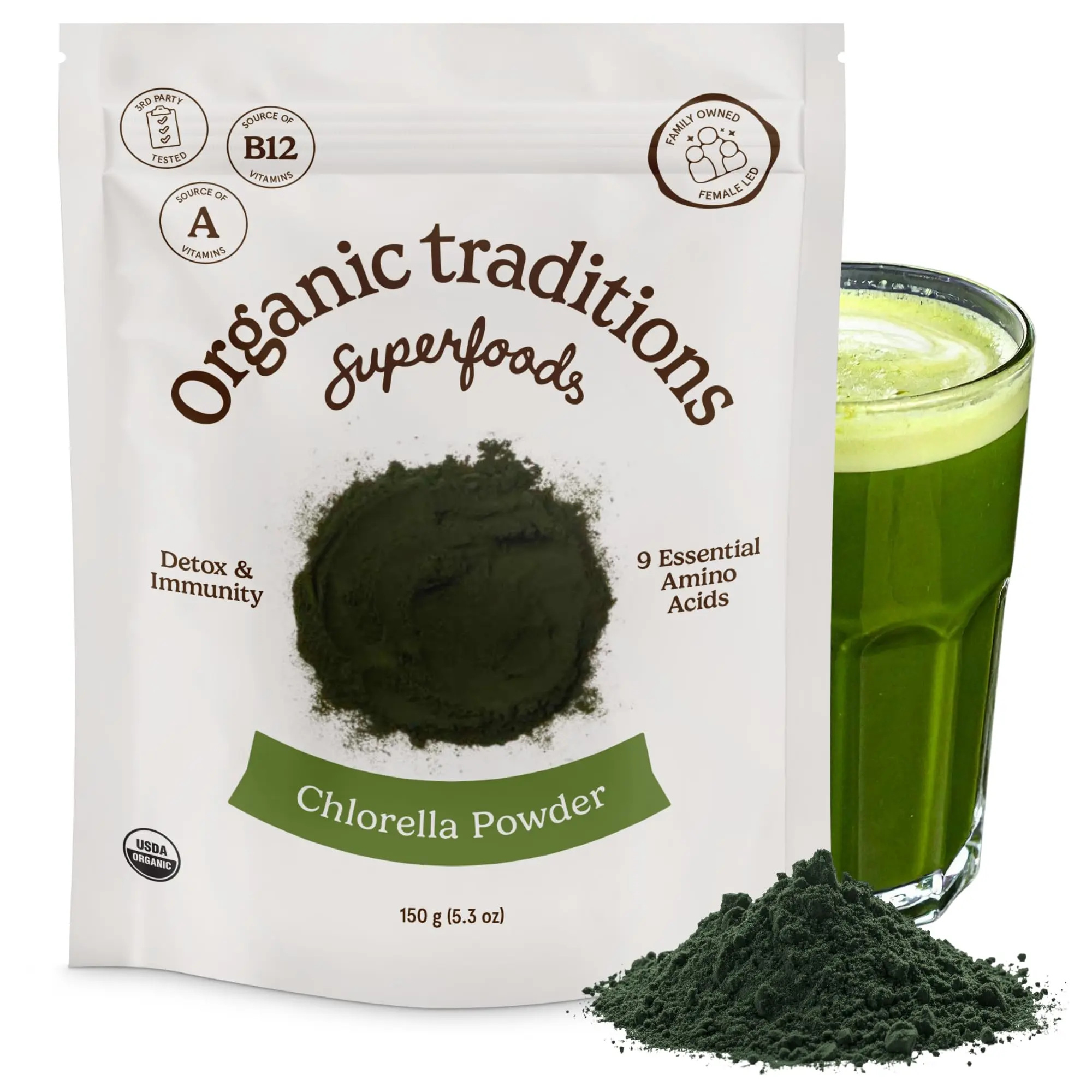 Organic Traditions Chlorella Algae Powder, Broken Cell Wall Formula, 5.3oz