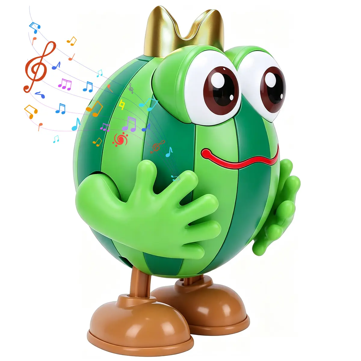 Cute Watermelon Prince Toy with Crown, Musical Light-Up Dancing Frog for Toddlers, Interactive Music & Dance Toy, Creative Kids Birthday Gift Age 3+,Blind Box-Style Random Voiceovers