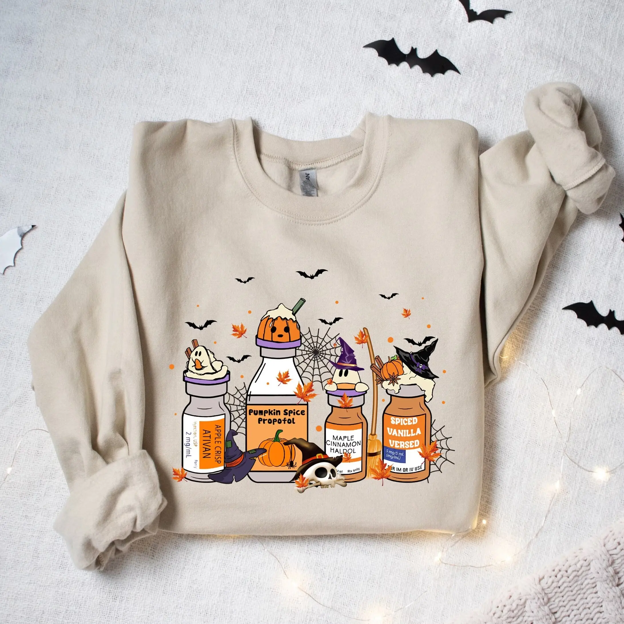 Halloween Nurse Sweatshirt or T-Shirt, Halloween Nurse Pills Shirt, Pumpkin Spice Propofol, Halloween ICU Nurse Shirt, Fall Nurse Gift, Spooky Nurse Sweatshirt