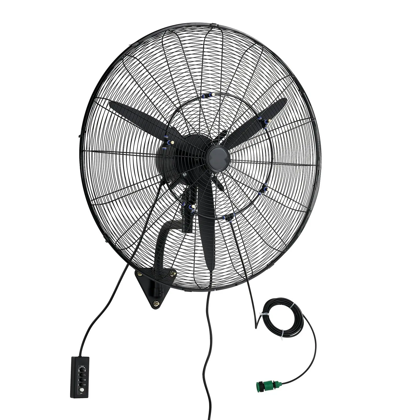 Wall Mount Fan, 30-Inch Wall Mounted Oscillating Hanging Fan With Mist, IP44 Weatherproof, 3-Speed Mechanical Control, Long Airflow, High-CFM, Ideal For Industrial, Commercial, Garage, Workshop, And Gym Environments