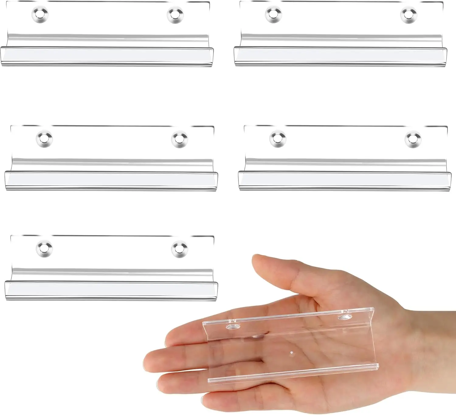 6-Pack Clear Vinyl Record Wall Mount Floating Shelves - 4-Inch Acrylic Album/CD Display Holder, Easy Installation, Home Office Decor, Room Decor Storage Hanger