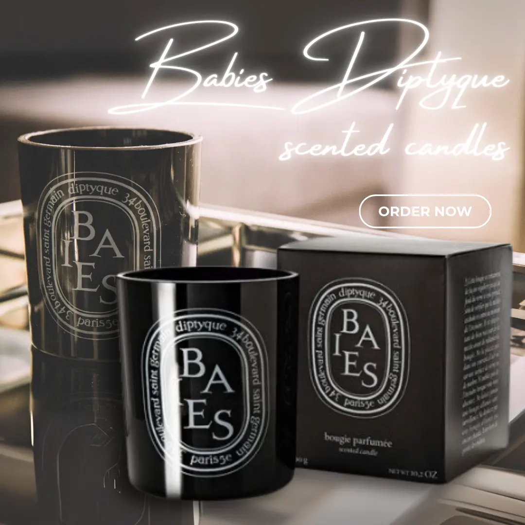 Diptyque Black Baies Floral Scented Candle 10.2 oz Luxury Black Glass, Elegant Flower Aroma, 75-Hour Burn, Perfect for Home Decoration