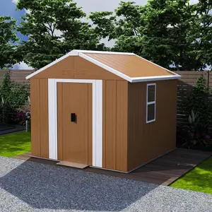 Bellemave  FT Heavy-Duty Metal Storage Shed with Windows, Lockable Door & Ventilation - Weatherproof Outdoor Garden Shed for Backyard, Lawn, and Tool Organization