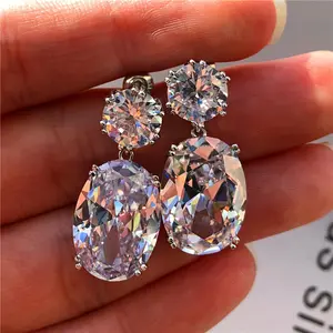 Luxurious Zirconia Dangle Earrings Exquisite Elegant Women Waterdrop Zirconia Stud Earrings - Wedding Party Shiny Ear Pendant Jewelry Gift