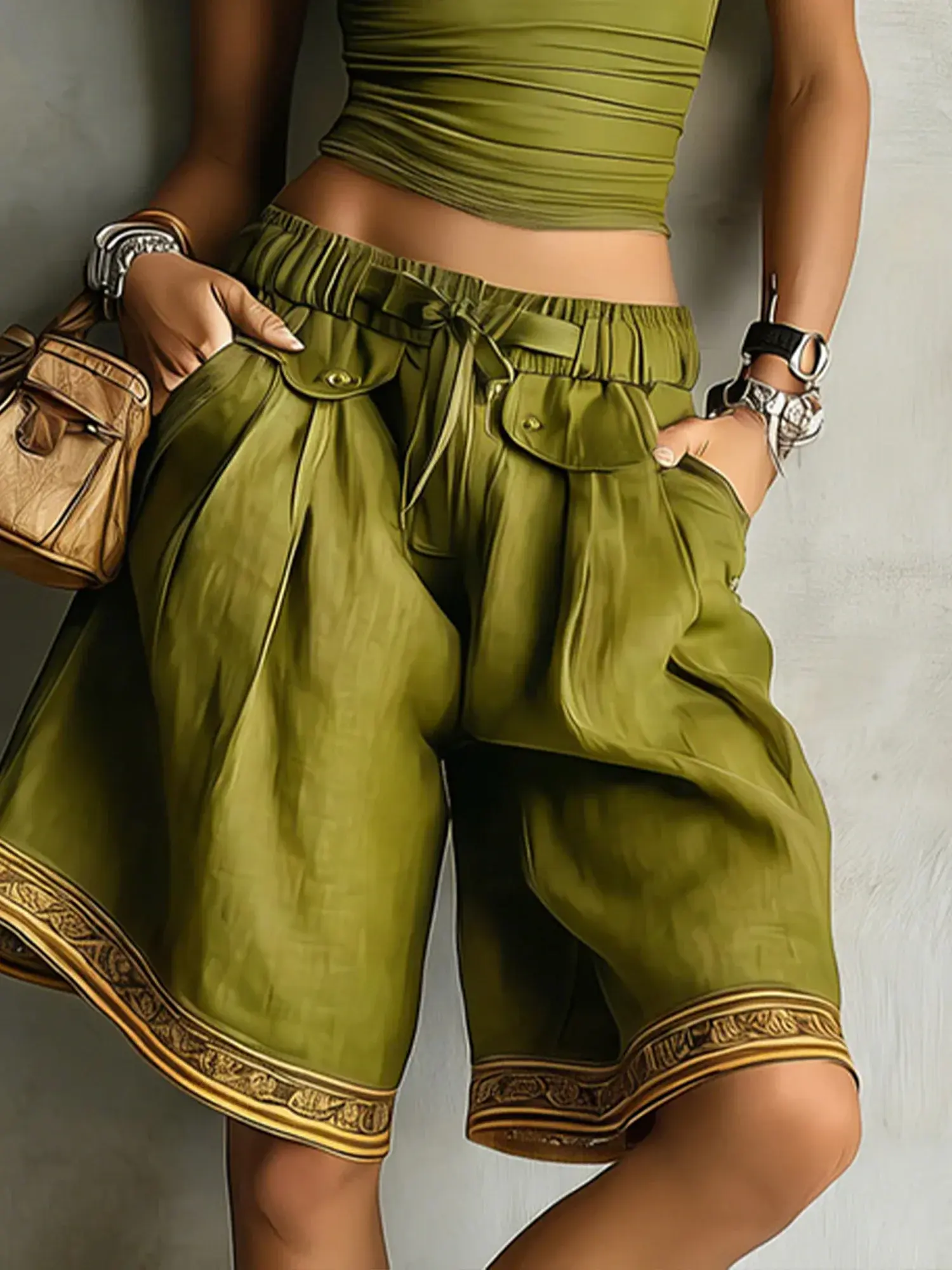 stylewe Casual Ethnic Print High Waist Shorts