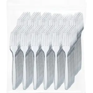 500 Clear Plastic Forks - Heavyweight Disposable Forks, Sturdy Flatware, Elegant Fork for Parties, Bulk Disposable Silverware Set, Clear Plastic Utensils - Flatware