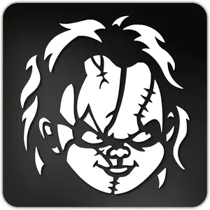 MAZ DISTRIBUTIONS – Chucky Doll Sticker – Vinyl Long Lasting Decal for Window– Removable Waterproof Scary Face Sticker for Waterbottle – Useable Indoor and Outdoor – Easy use for Car and Van – MAZ-405