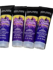 John Frieda Violet Crush Purple Shampoo for Blondes 2 oz - Cleanses & Neutralizes Brassiness, Reduces Yellow Tones Haircare Salon clarifying shampoo