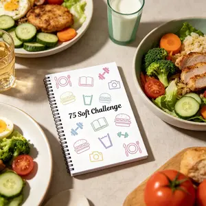 75 Soft Challenge Journal & Planner A5 Soft Challenge Planner Notebook Time Management & Efficiency Improvement Record Book Spiral Weekly and Monthly Calendar Planners Note Book Office Stationery & Supplies