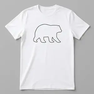 Wandering Bear T-Shirt - 100% Cotton Premium Quality Short Sleeve, Comfortable & Breathable Minimalist Line Art Graphic Tee, Aesthetic Casual Summer Top for Men & Women