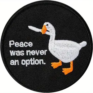 Cartoon Duck & Letter Pattern Patch, 1 Count Embroidered Funny Patch, Round Tactical Patchi for Backpacks, Jackets, Jeans, Hats, Stylish Embroidery