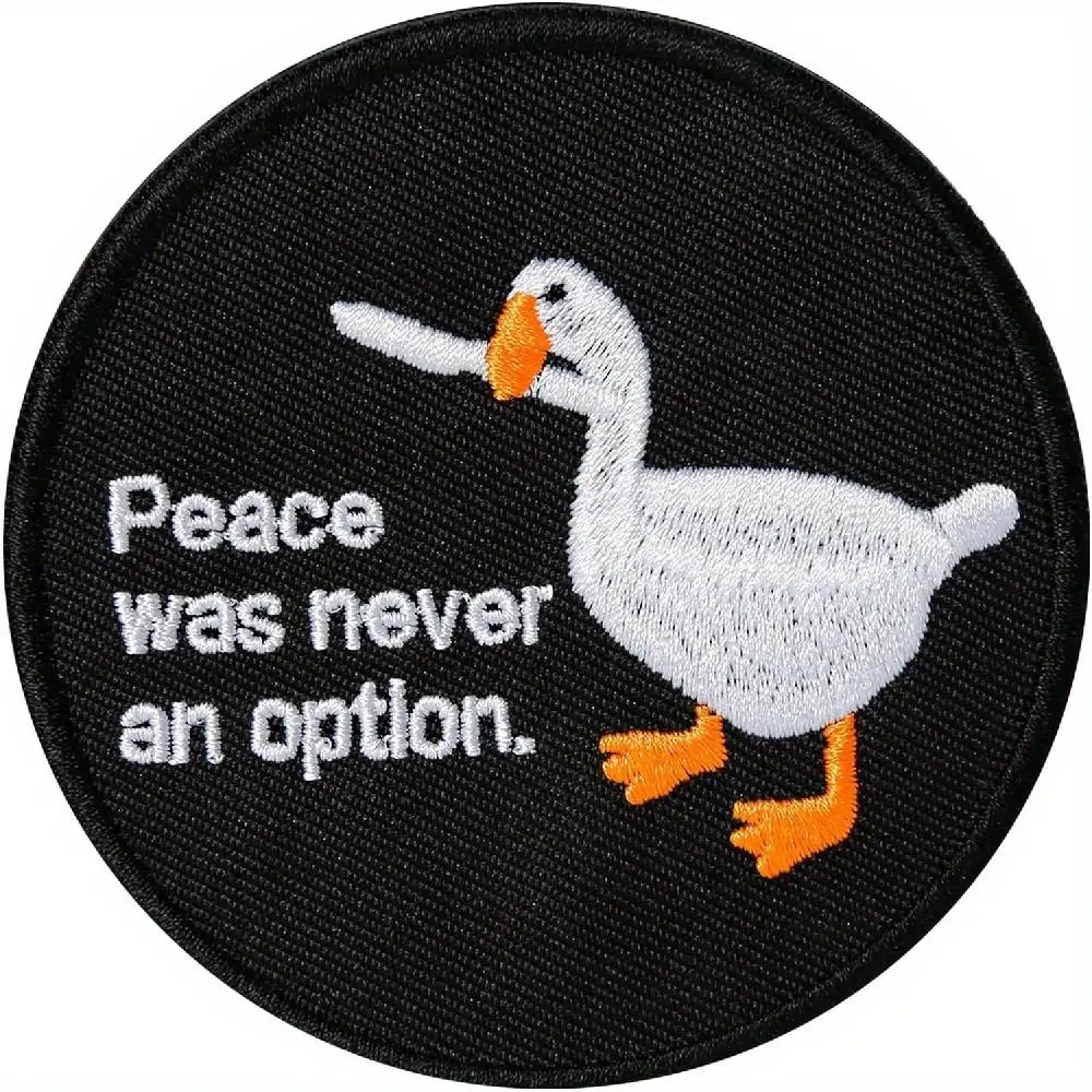 Cartoon Duck & Letter Pattern Patch, 1 Count Embroidered Funny Patch, Round Tactical Patchi for Backpacks, Jackets, Jeans, Hats