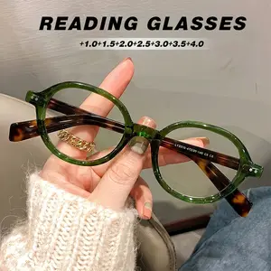 Vintage Round Frame Reading Glasses for Women, Simple Daily Use, Casual Fashion Accessory for Computer Reading, Stylish Eye Protection