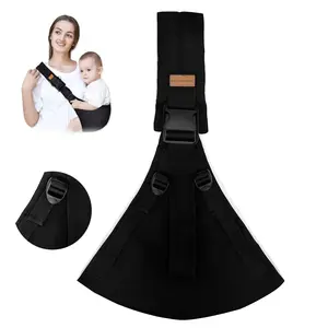Baby Sling Carrier for Infants and Toddlers 6-36 Months (10-30 lbs), Lightweight & Breathable Cotton Hip Shoulder Carrier-Adjustable, Easy-to-Wear Side & Front Carry Toddler Sling (Black)