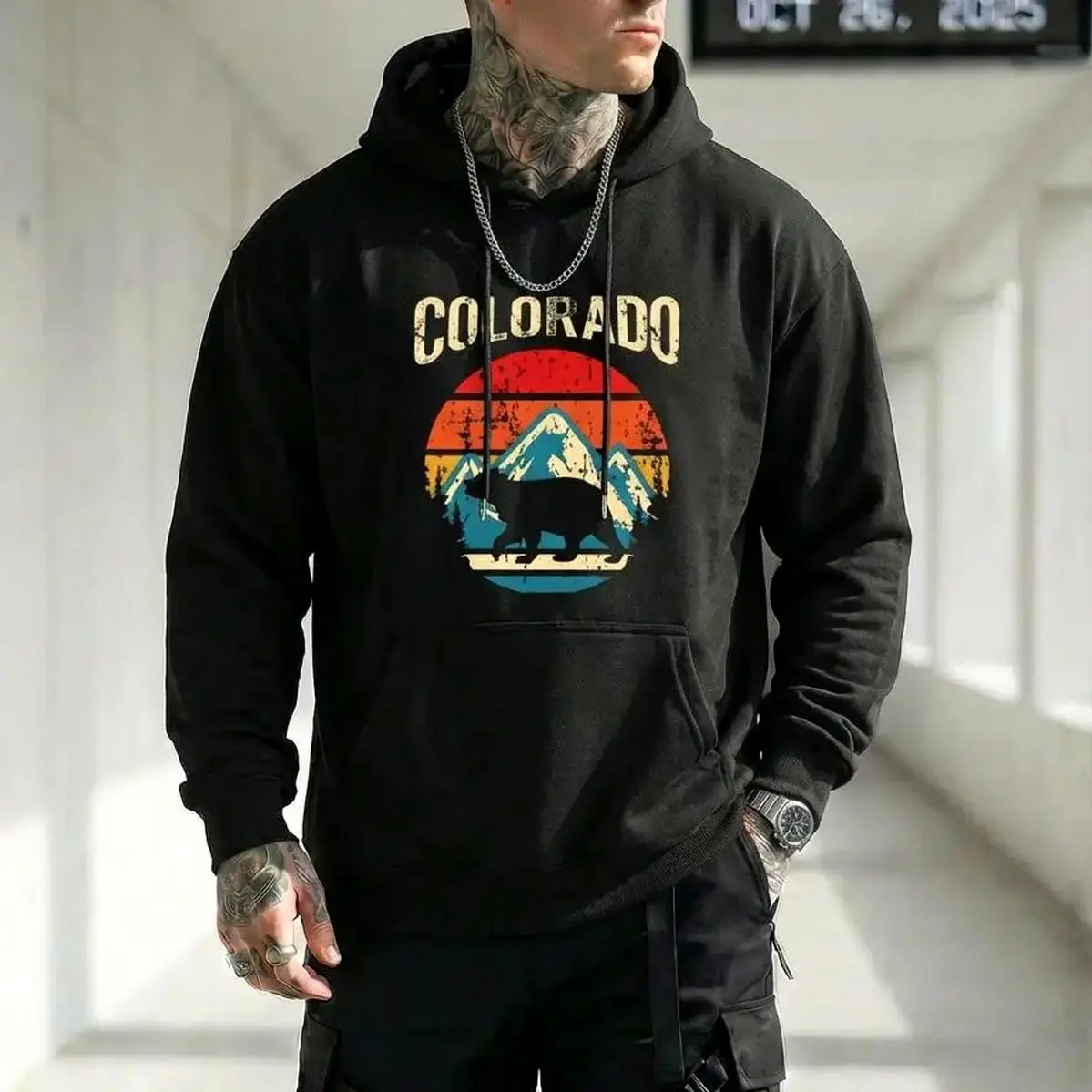 Colorado Bear Graphic Pullover Unisex Casual Long Sleeve Eco-Friendly Cotton Sweatshirt For Rocky Mountain Hiking Classic Hoodie and Sweatshirt for Men & Women