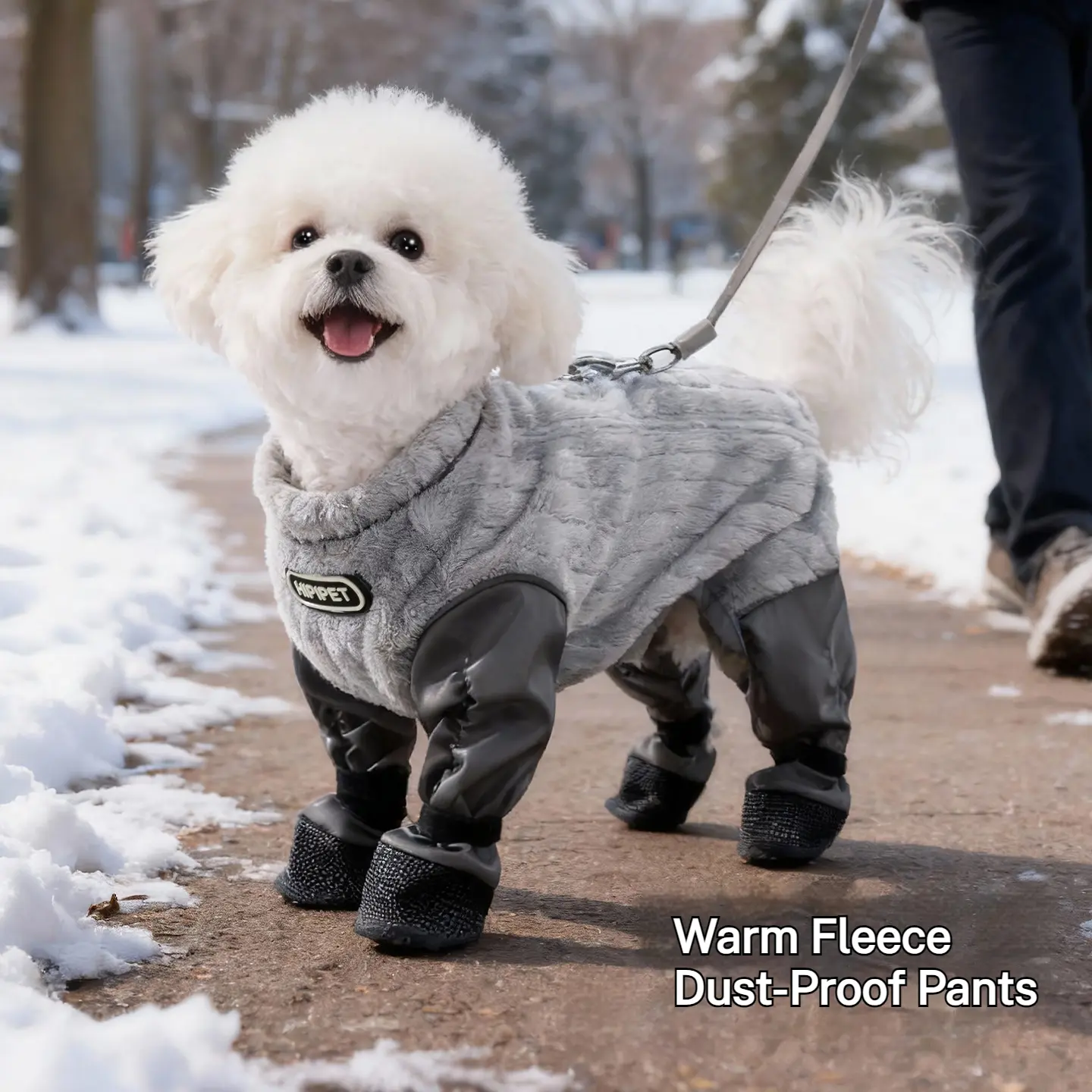 Waterproof Dog Snowsuit with Boots Warm Fleece Turtleneck Windproof Reflective Dog Snow Pants & Dog Shoes Set dog clothes Winter Poodle Outdoor Costume