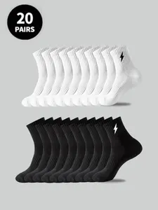 Men's Casual Socks, Lightning Pattern Mid-Calf Socks, &, Comfortable Breathable, Sports Socks, Couple Socks, All Seasons, Sports Athletic Socks