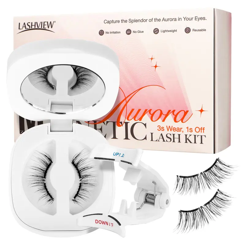 [TiktokShopSpringGlowUp ]Lashview Soft Magnetic Lash Kit with Applicator No Glue or Eyeliner Needed Lightweight Natural Makeup Eyelashes