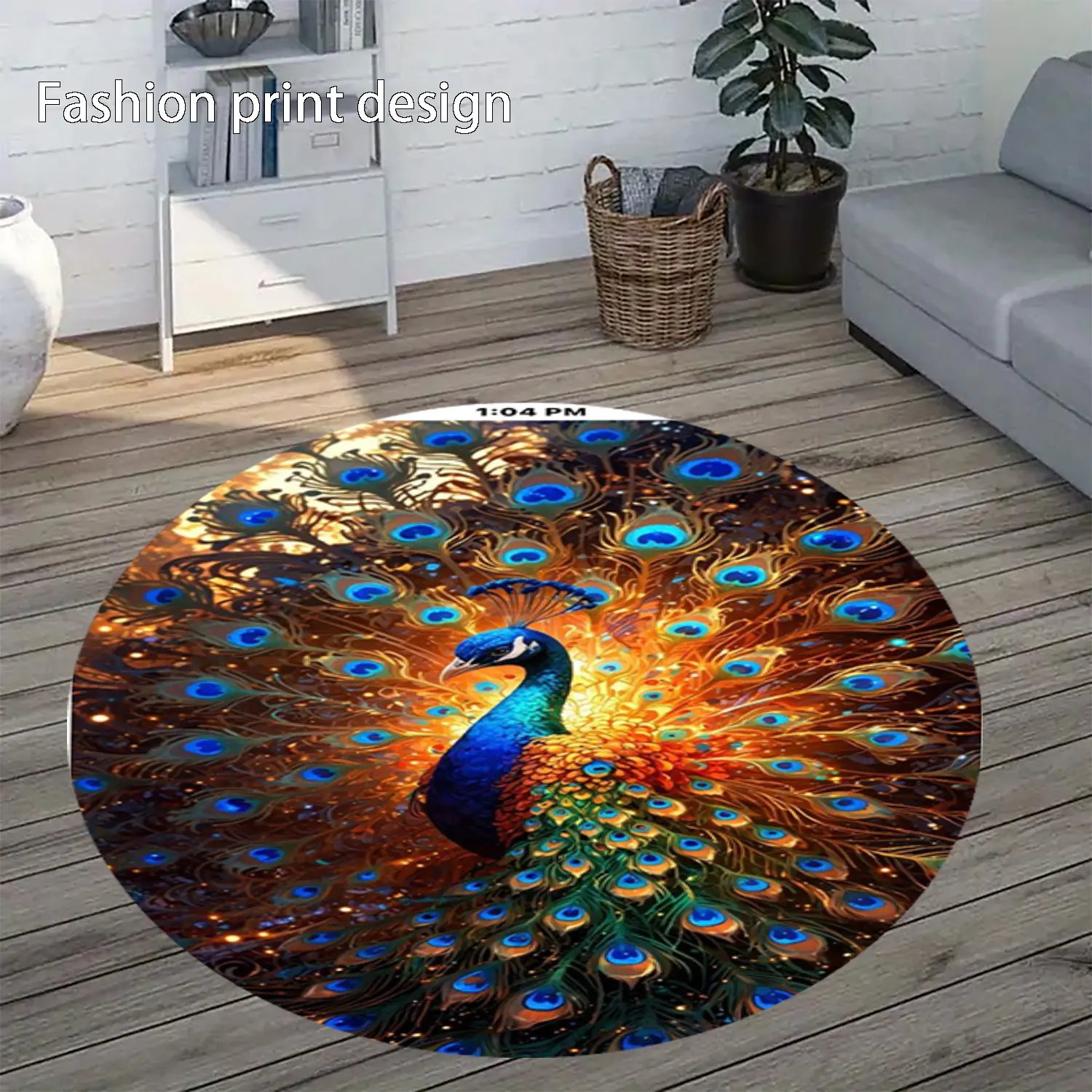 1 peacock patterned floor mat, suitable for bedroom bedside decoration, living room home decoration, balcony decoration, hotel decoration, entrance, kitchen, bathroom and other places, available all year round