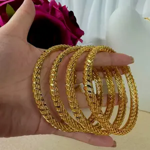 2.8in 4pcs/lot Large fixed golden bangles bracelets birthday Christmas gifts for her