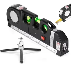 Laser Level Tool with Tripod Stand – Cross Line Laser Level with Metric Rulers, for Wall Tiling, Picture Hanging, Cabinet Installation, and Floor Leveling.