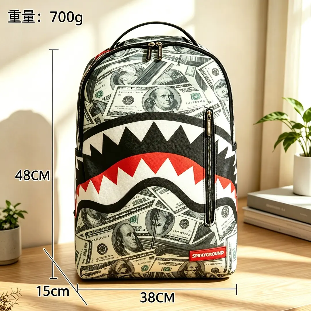 Shark Backpack Large Capacity Travel Daypack Sprayground Bag for School, Work, Gym and Outdoor Adventures