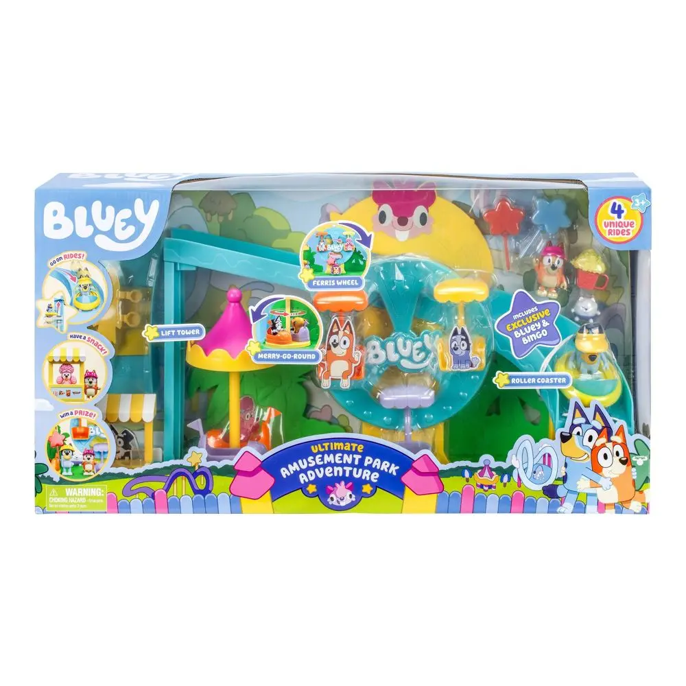 9pc Bluey & Bingo Ultimate Amusement Park Adventure Playset for Ages 3+