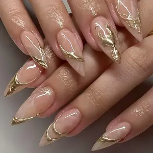 Twenty-Four Pieces Medium Water Droplets, High-Quality Craftsmanship, Perfect for Collectors & Display, Unique Home Decor Item, Almond Fake Nails