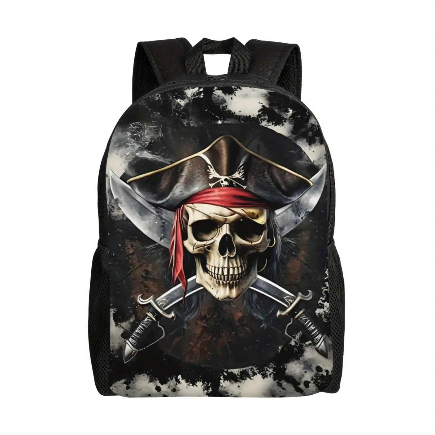 Unisex Skeleton Pirate Laptop Backpack, Dark Aesthetic Style, Lightweight & Multi-function for Holiday Travel and School, Birthday, All Seasons, Daily Commute, Adjustable, Goth Dark Aesthetic, Unisex Fit