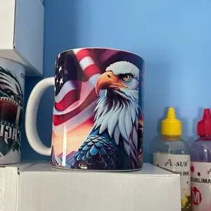 Coffe Mugs 11oz Reusable Ceramic with Eagle Design, Washable Drinkware for Personal Use - Tumbler, Reuse Nonna